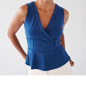 Matte Jersey Ladder Trim Peplum Top